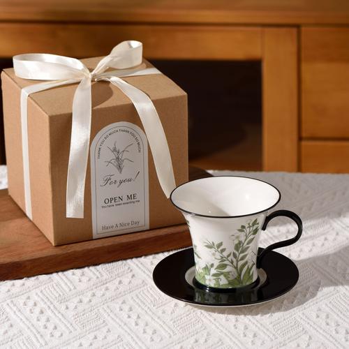 鈴蘭花茉莉花復古小眾花卉咖啡杯碟陶瓷杯子禮盒裝禮品禮物伴手禮